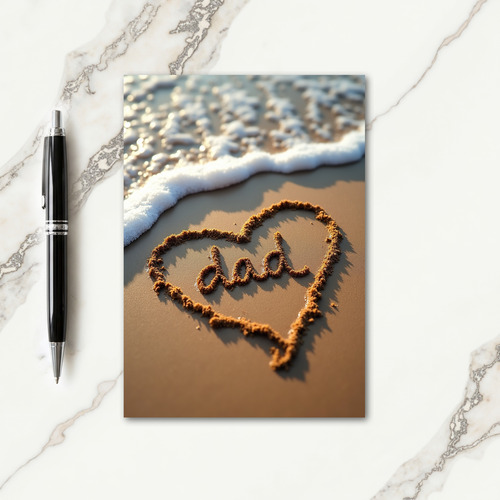 Sandy Dad Heart Beach Scene Card
