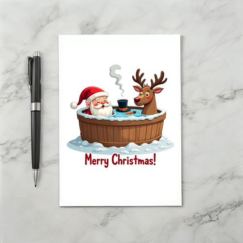Santa Claus hot tub party Christmas Card