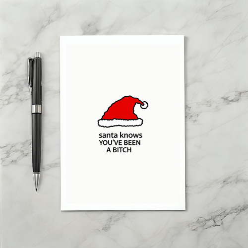 Santa Knows You have Been A Bitch Christmas Card