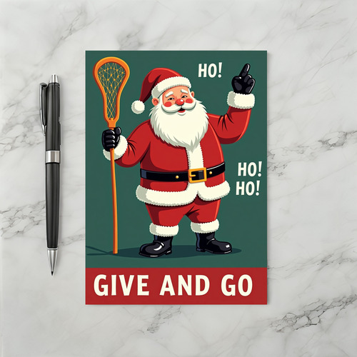 Santa Lacrosse Give And Go Card
