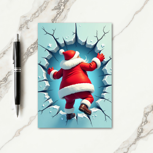 Santas Ice Climb Christmas Card