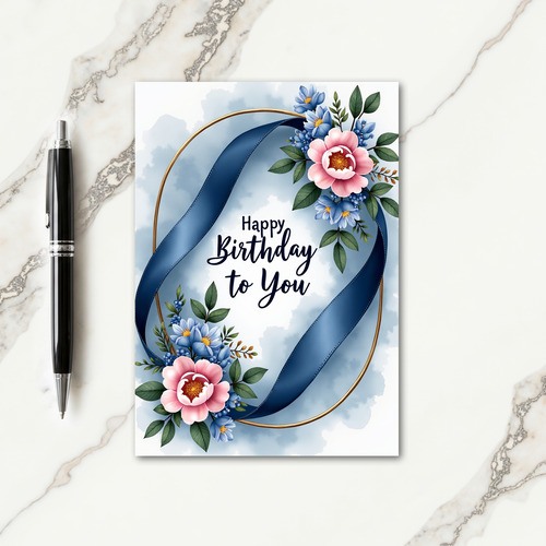 Sapphire Bloom Birthday Card