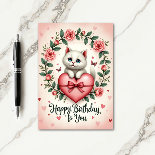 Sapphire Kitten Birthday Card