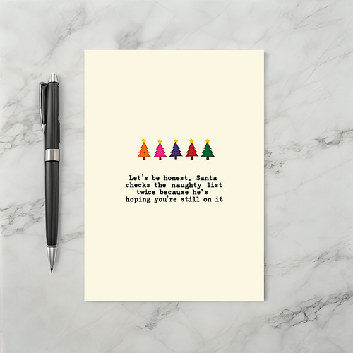 Sarcastic Santa Naughty List Funny Christmas Card