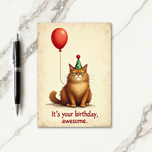 Sardonic Feline Birthday Card