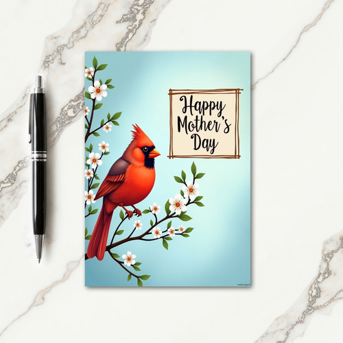 Scarlet Bird Floral Mothers Day Card