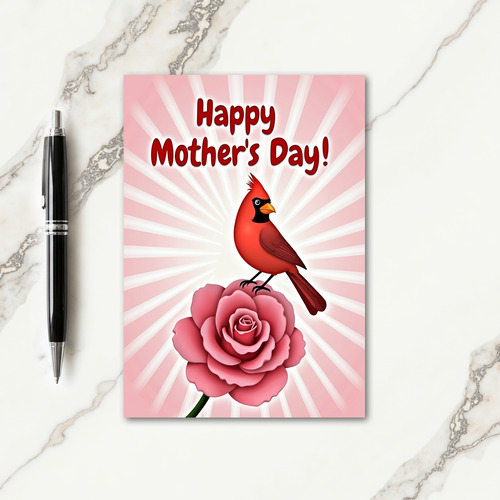 Scarlet Bird Mothers Day Rose Card