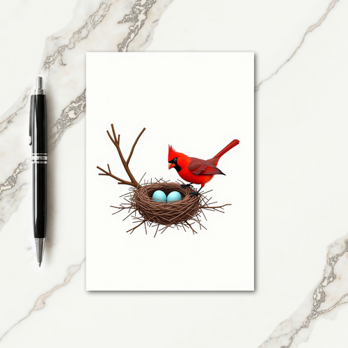 Scarlet Bird Nest Mothers Day Card