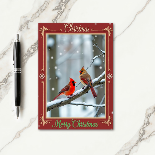 Scarlet Birds Christmas Card