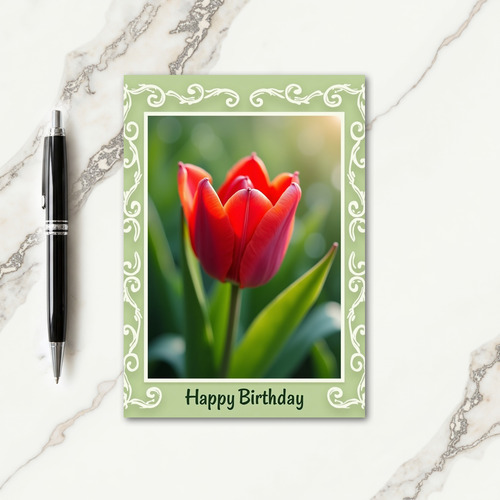 Scarlet Bloom Birthday Card
