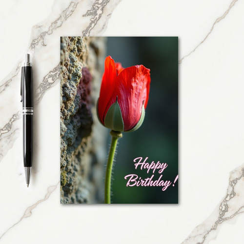 Scarlet Blossom Birthday Card