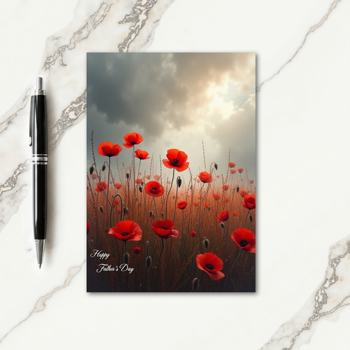 Scarlet Floral Fathers Day Card