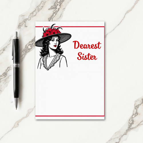 Scarlet Floral Sister Card