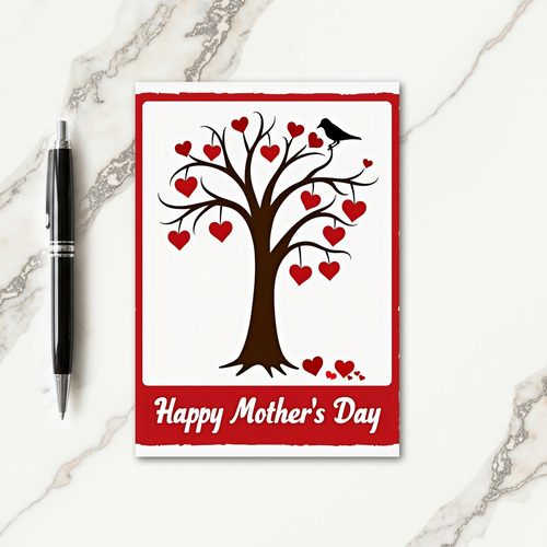 Scarlet Hearts Mothers Day Tree Card