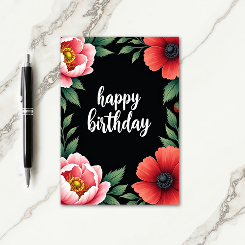 Scarlet Petal Birthday Card