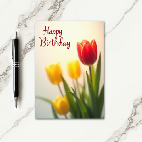 Scarlet Tulip Birthday Card