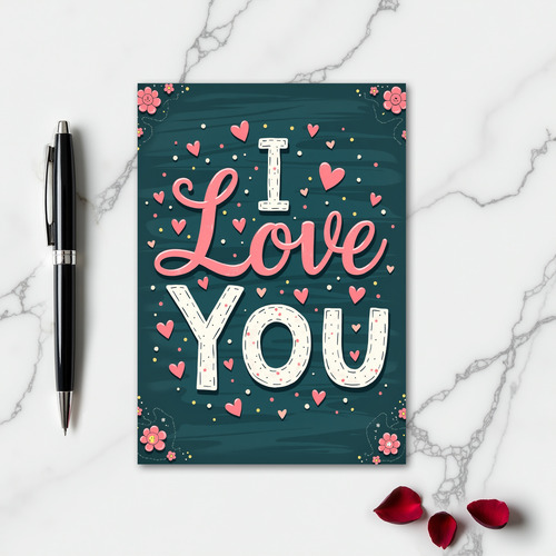 Scattered Hearts I Love You Card