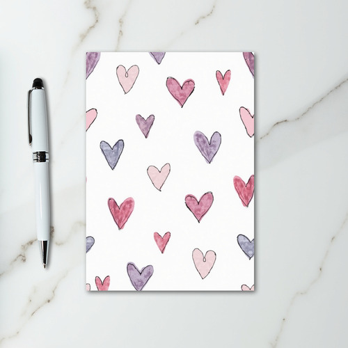 Scattered Watercolor Hearts Card