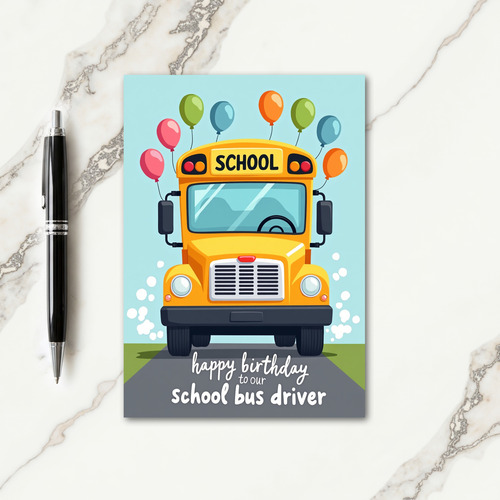 School Bus Birthday Card