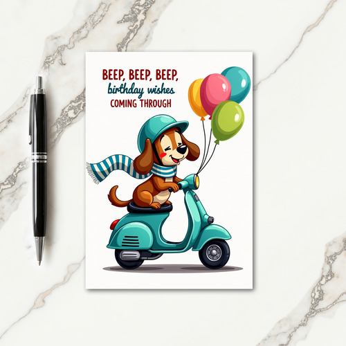 Scooter Dog Birthday Card