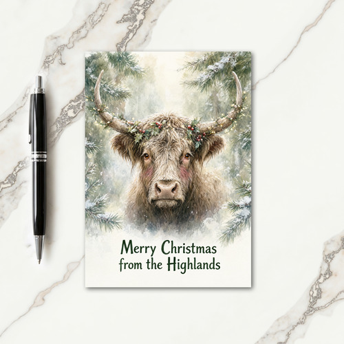 Scottish Highland Cow Christmas Cards