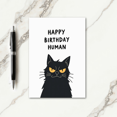 Scowling Feline Birthday Card