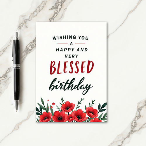 Script Botanical Birthday Card