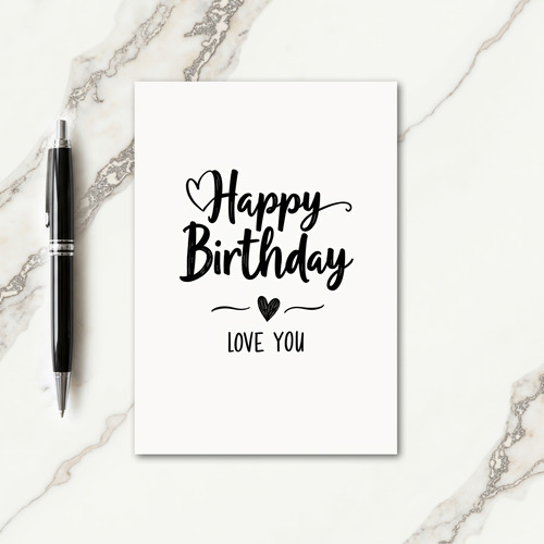 Script Heart Birthday Card