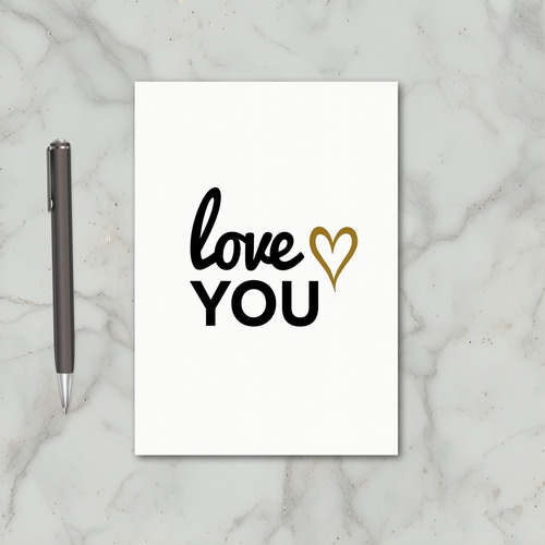 Script Love You Gold Heart Card