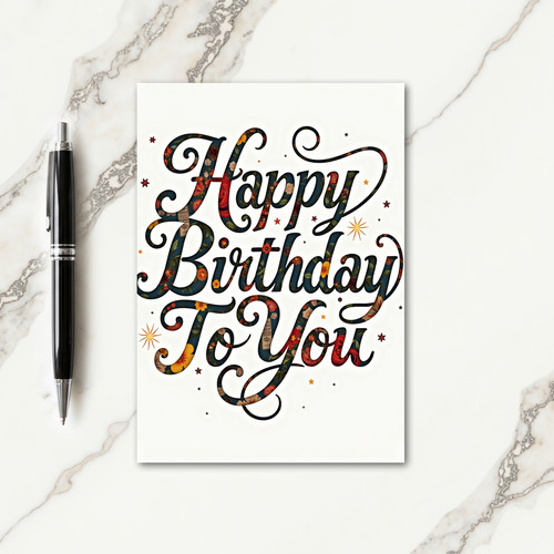 Scripted Botanical Birthday Card