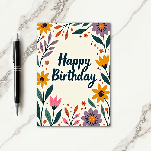Scripted Floral Birthday Card