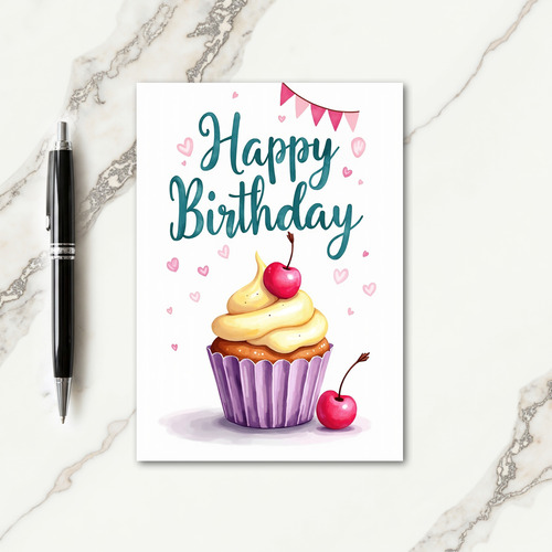 Scripted Hearts Birthday Card