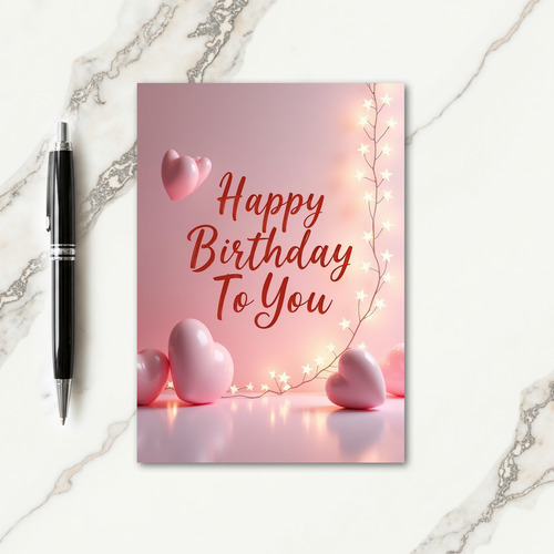 Scripted Pink Birthday Card