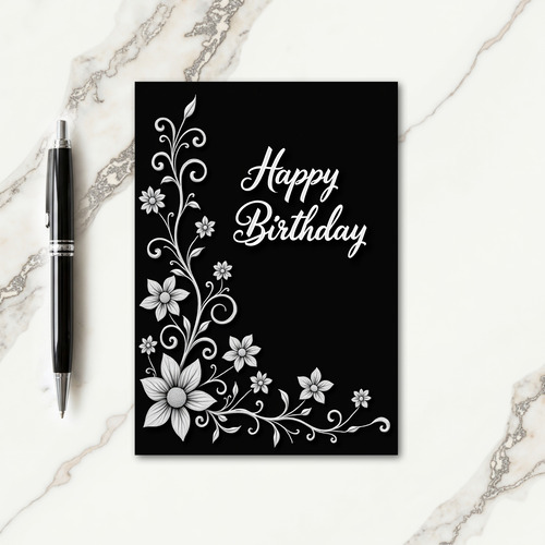 Scripted Vine Birthday Card