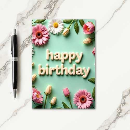 Sculpted Cream Birthday Card