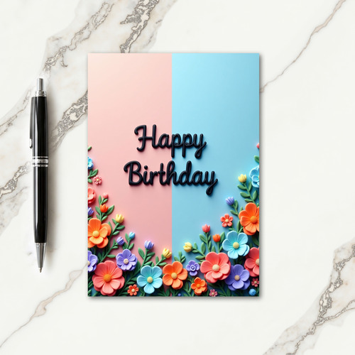 Sculpted Floral Script Card