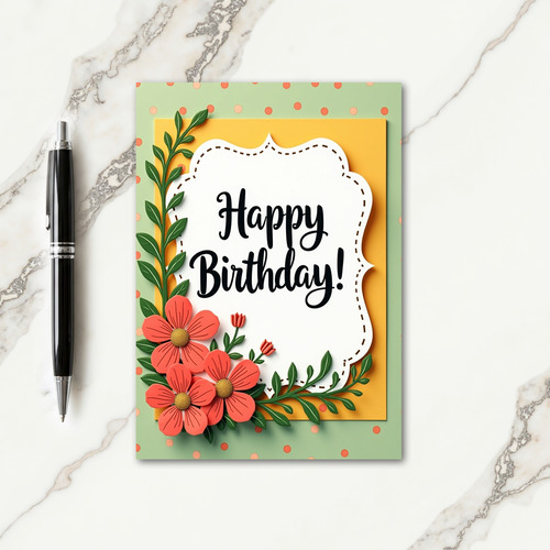 Sculpted Foliage Birthday Card