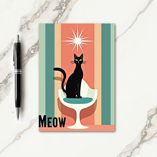 Sculptural Cat Birthday Card