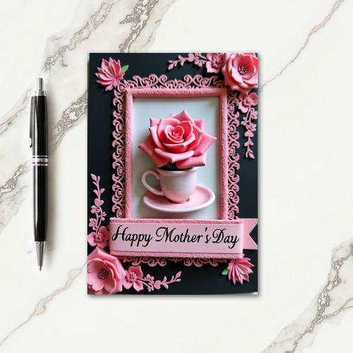 Sculptural Rose Mothers Day Card
