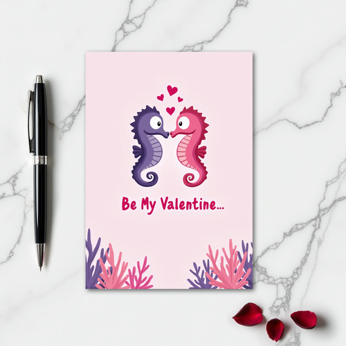 Seahorse Love Valentine Card