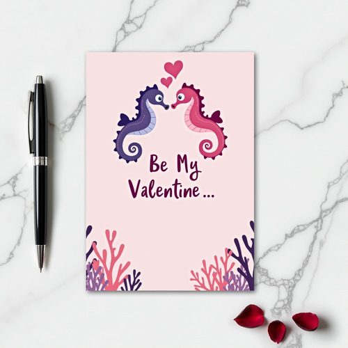 Seahorse Romance Valentine Card
