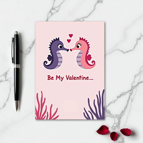 Seahorse Valentine Love Story Card