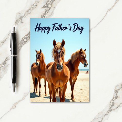 Seaside Fathers Day Horses Card