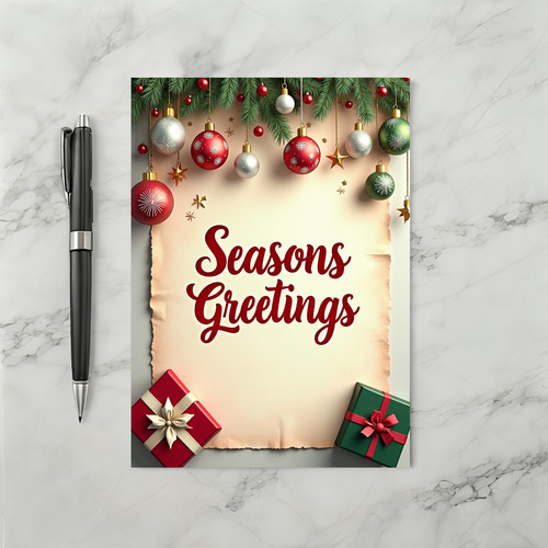 Seasons Greetings Scroll Card Design