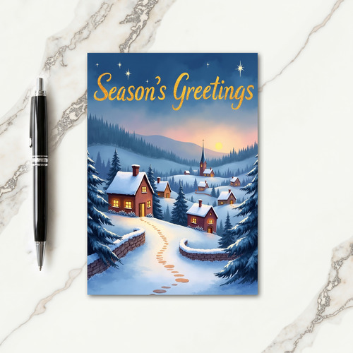 Seasons Greetings Snowy Evening Card