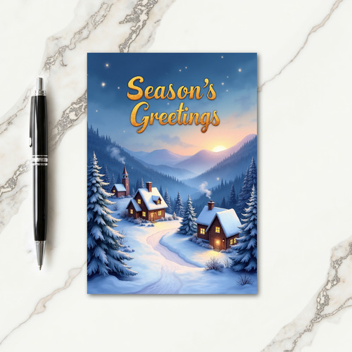 Seasons Greetings Winter Village Card