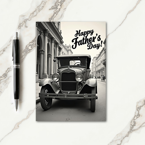 Sepia Car Fathers Day Card