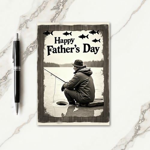 Sepia Fishing Fathers Day Card