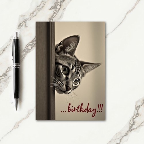 Sepia Kitten Birthday Card