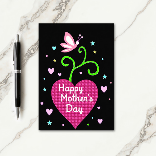 Sequined Heart Mothers Day Card